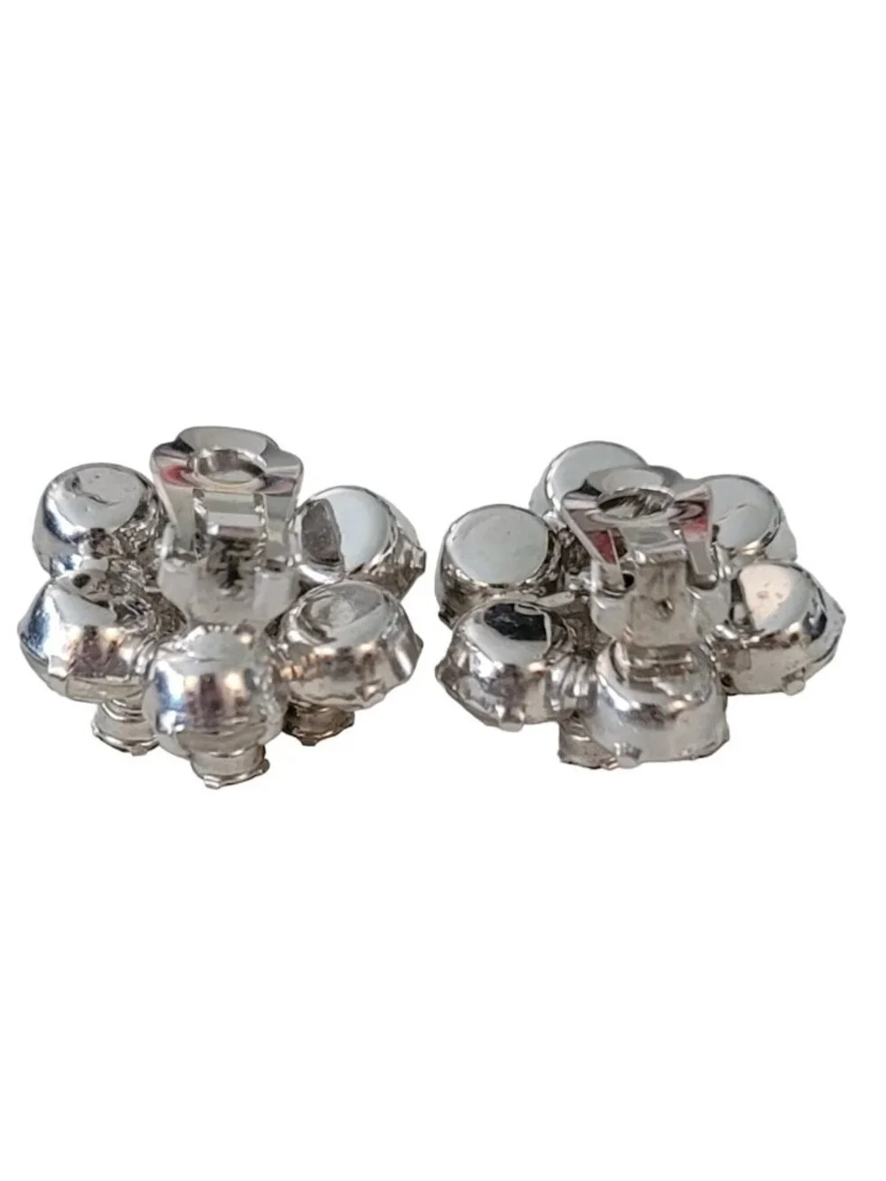 Juliana Silver Tone Clear Rhinestone Cluster Clip On Earrings E841